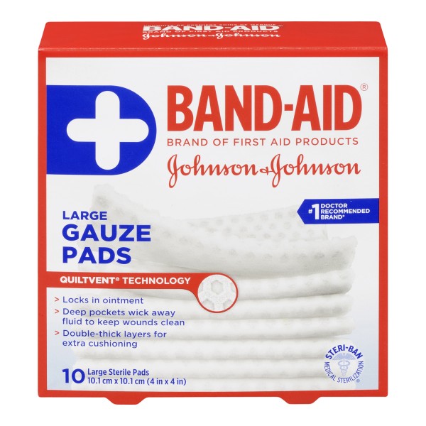 Band-Aid Cushion-Care Gauze Pads, 10 Large Pads