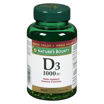 Nature's Bounty Vitamin D3, 1000IU - 500 Softgels