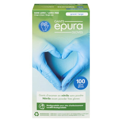 Epura Nitrile Exam Powder Free Gloves Single Use Gloves, M - 100 Count