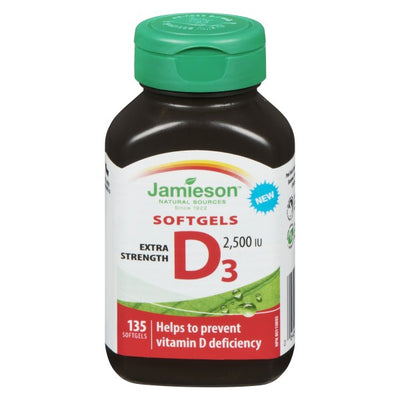 Jamieson Extra Strength Vitamin D3 2500 IU, 135 Softgels